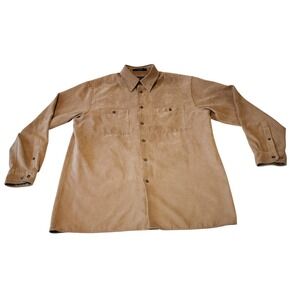 Vtg Brandini Shirt Mens L Brown Le Collezioni Button Long Sleeve Soft Feel Retro